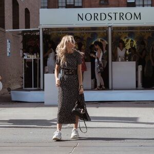 Maggy London Black Polka Dot Midi Dress